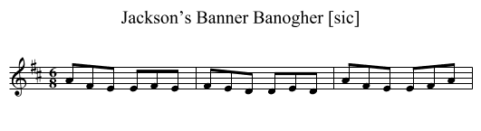 Jackson’s Banner Banogher [sic] - staff notation