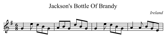 Jackson's Bottle Of Brandy - staff notation