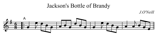 Jackson's Bottle of Brandy - staff notation