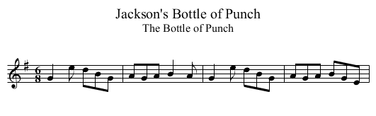 Jackson's Bottle of Punch - staff notation