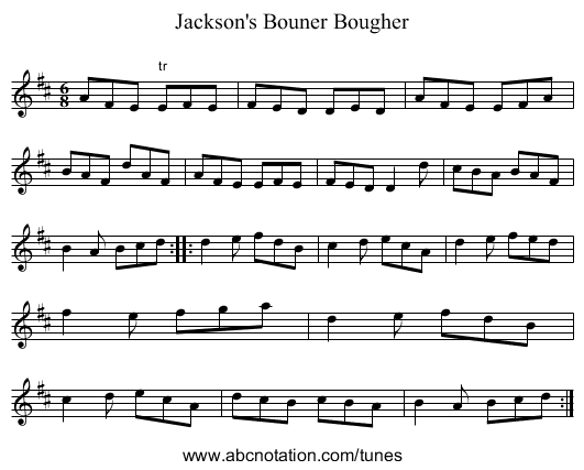 Jackson's Bouner Bougher - staff notation