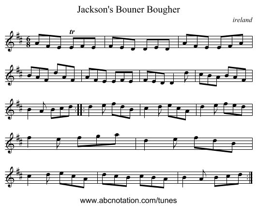 Jackson's Bouner Bougher - staff notation