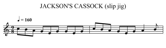 JACKSON'S CASSOCK (slip jig) - staff notation