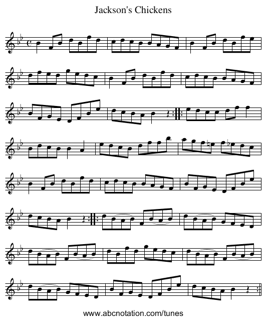 Jackson's Chickens - staff notation