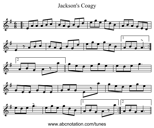 Jackson's Coagy - staff notation