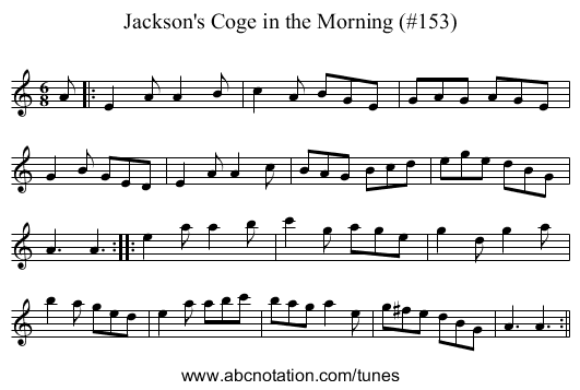 Jackson's Coge in the Morning (#153) - staff notation