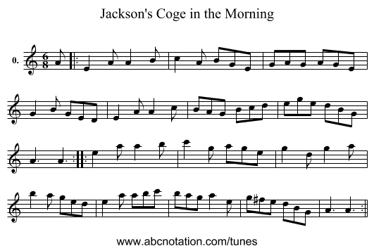 Jackson's Coge in the Morning - staff notation