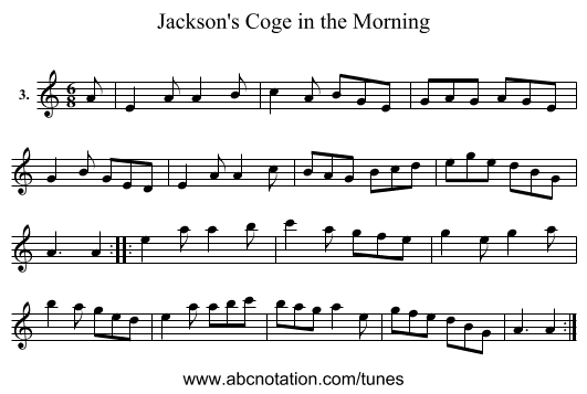 Jackson's Coge in the Morning - staff notation
