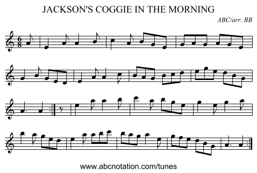 JACKSON'S COGGIE IN THE MORNING - staff notation