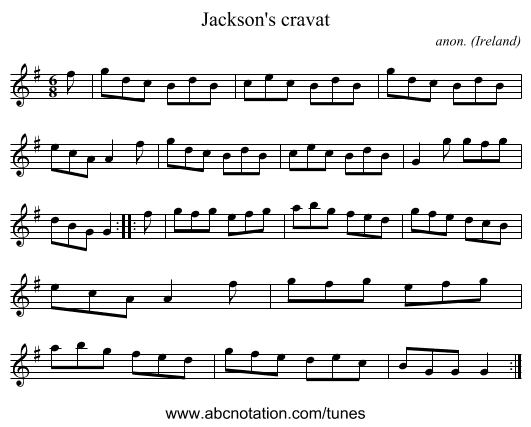 Jackson's cravat - staff notation
