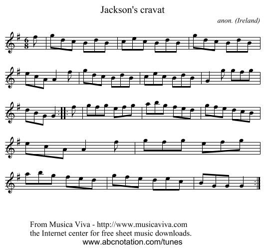 Jackson's cravat - staff notation