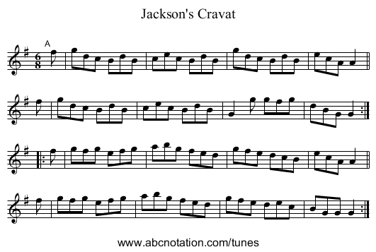 Jackson's Cravat - staff notation