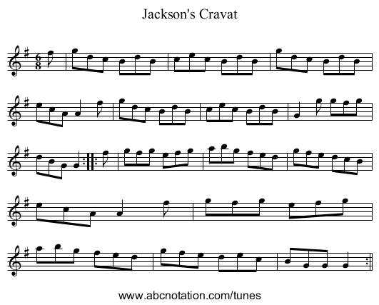 Jackson's Cravat - staff notation
