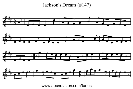 Jackson's Dream (#147) - staff notation