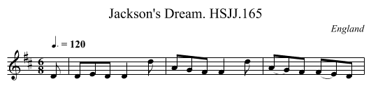 Jackson's Dream. HSJJ.165 - staff notation