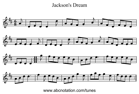Jackson's Dream - staff notation