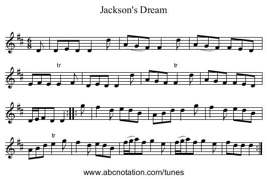 Jackson's Dream - staff notation