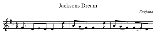 Jacksons Dream - staff notation