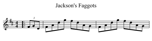 Jackson's Faggots - staff notation