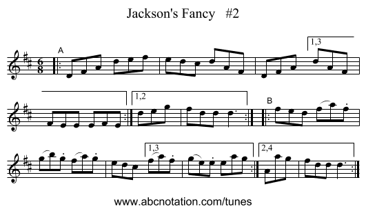 Jackson's Fancy   #2 - staff notation