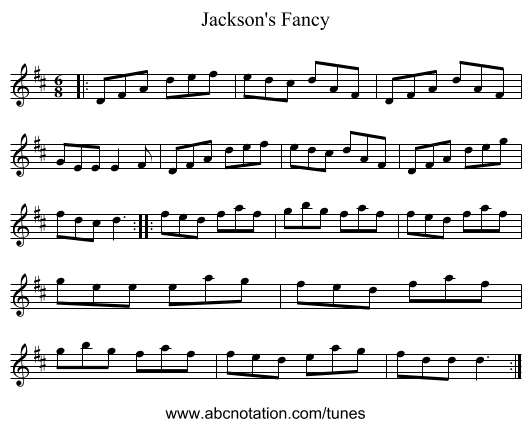 Jackson's Fancy - staff notation