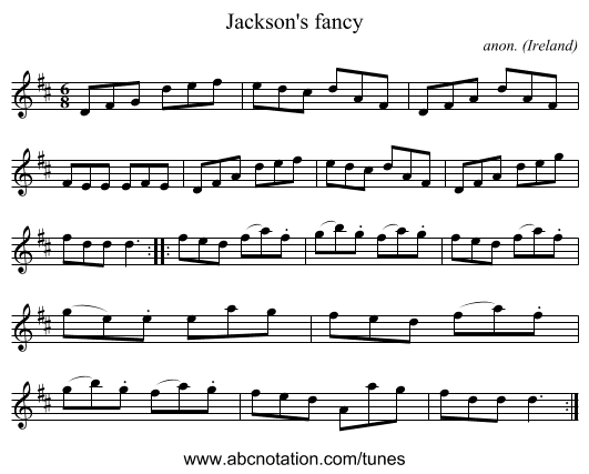 Jackson's fancy - staff notation