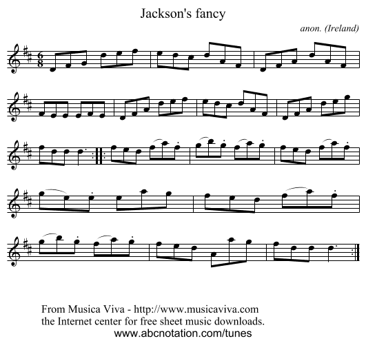 Jackson's fancy - staff notation