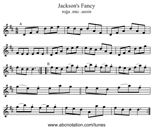 Jackson's Fancy - staff notation