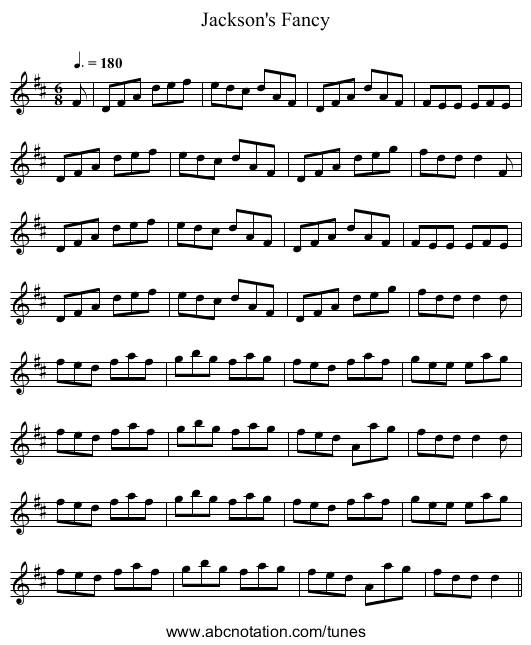 Jackson's Fancy - staff notation