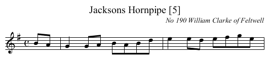 Jacksons Hornpipe [5] - staff notation