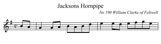 Jacksons Hornpipe - staff notation