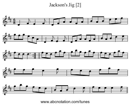 Jackson's Jig [2] - staff notation