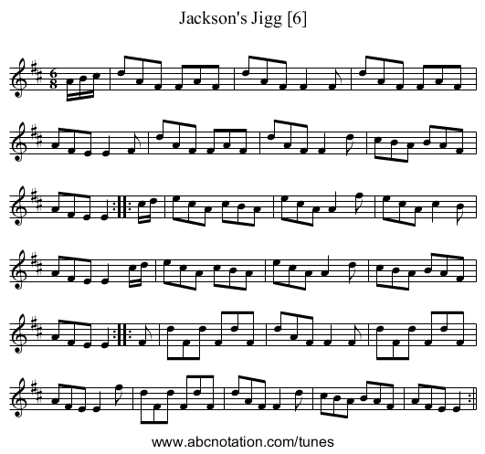 Jackson's Jigg [6] - staff notation