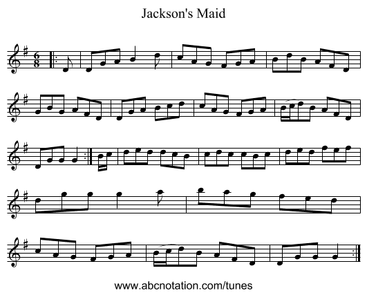 Jackson's Maid - staff notation