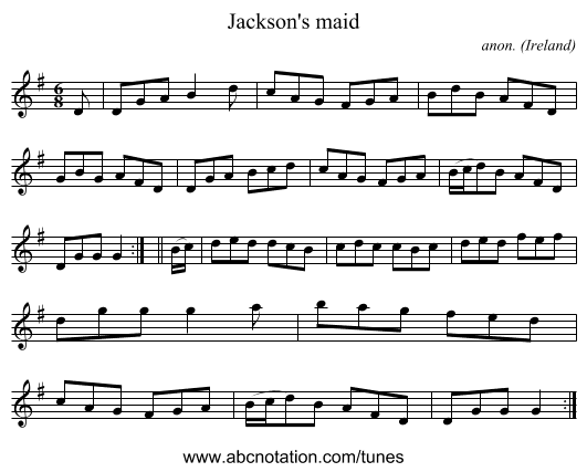Jackson's maid - staff notation