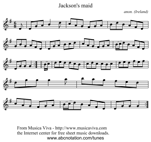 Jackson's maid - staff notation