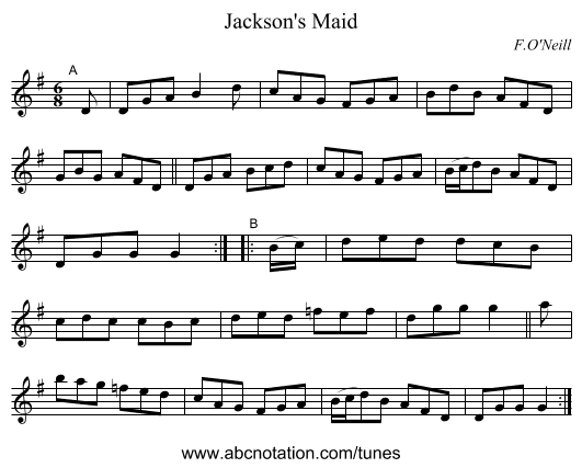 Jackson's Maid - staff notation