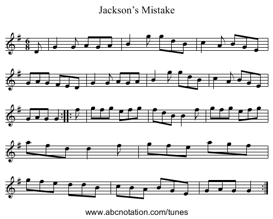Jackson’s Mistake - staff notation