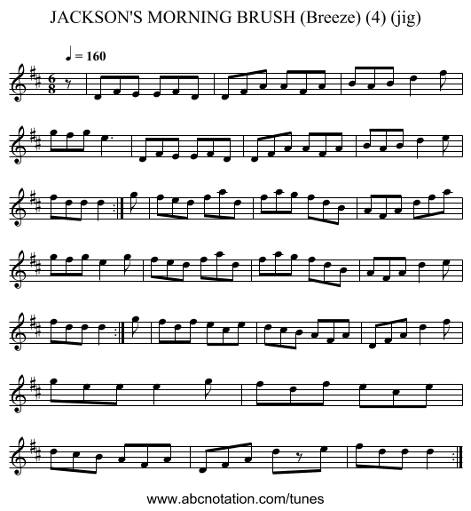 JACKSON'S MORNING BRUSH (Breeze) (4) (jig) - staff notation