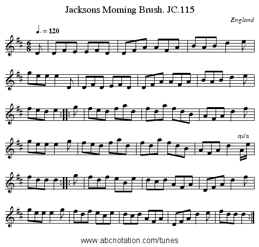 Jacksons Morning Brush. JC.115 - staff notation
