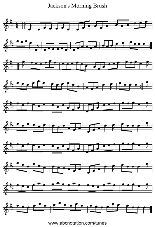 Jackson's Morning Brush - staff notation