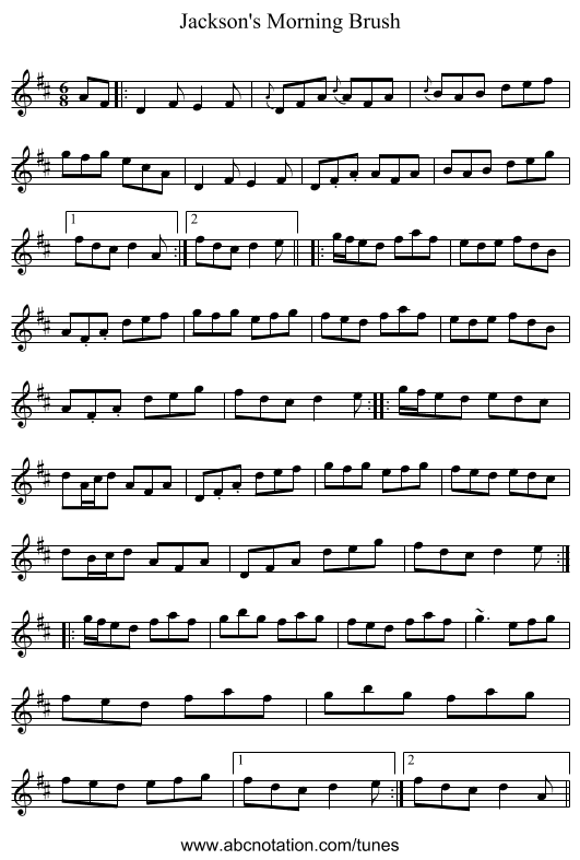 Jackson's Morning Brush - staff notation