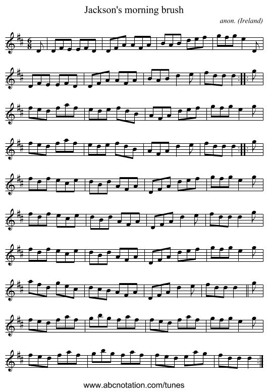 Jackson's morning brush - staff notation