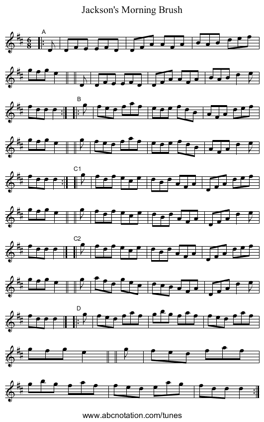 Jackson's Morning Brush - staff notation