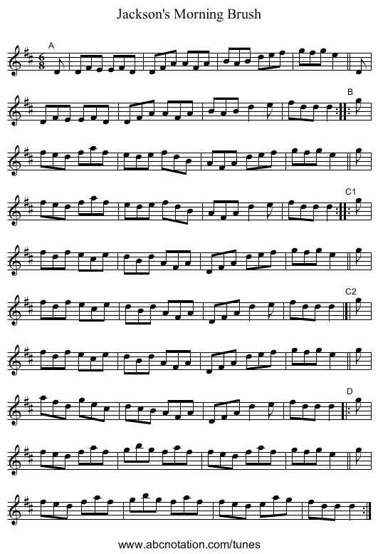 Jackson's Morning Brush - staff notation
