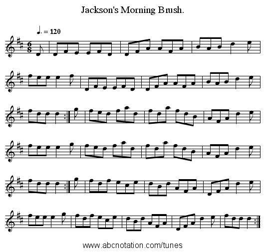 Jackson's Morning Brush. - staff notation