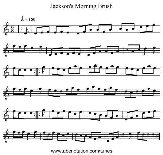 Jackson's Morning Brush - staff notation