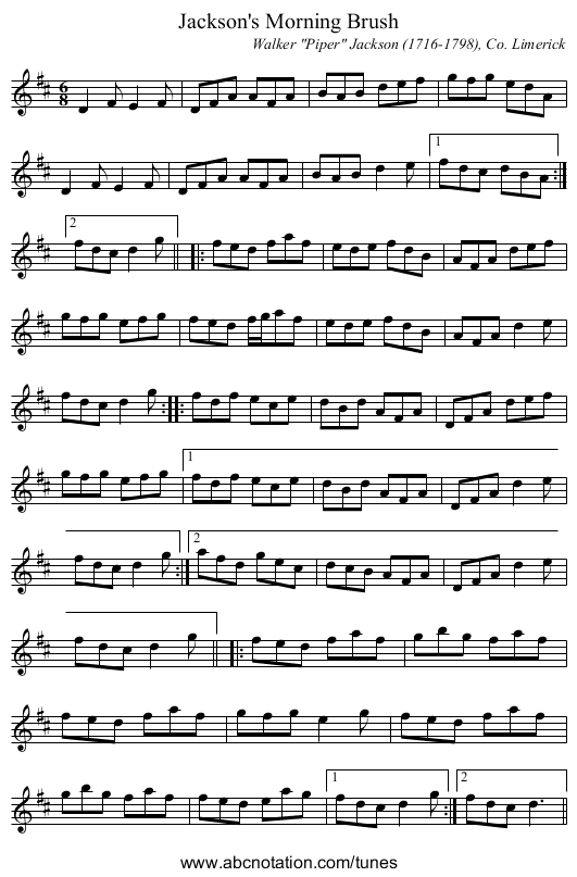 Jackson's Morning Brush - staff notation