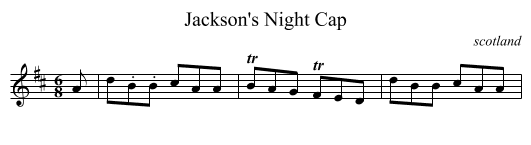 Jackson's Night Cap - staff notation
