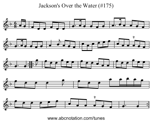 Jackson's Over the Water (#175) - staff notation